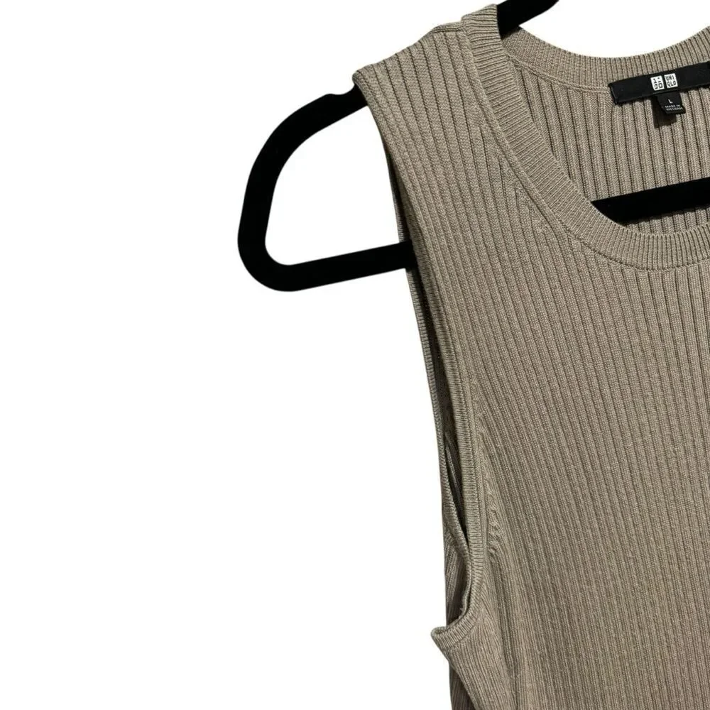 Uniqlo Sheath Cotton Blend Knit Sleeveless Midi Dress